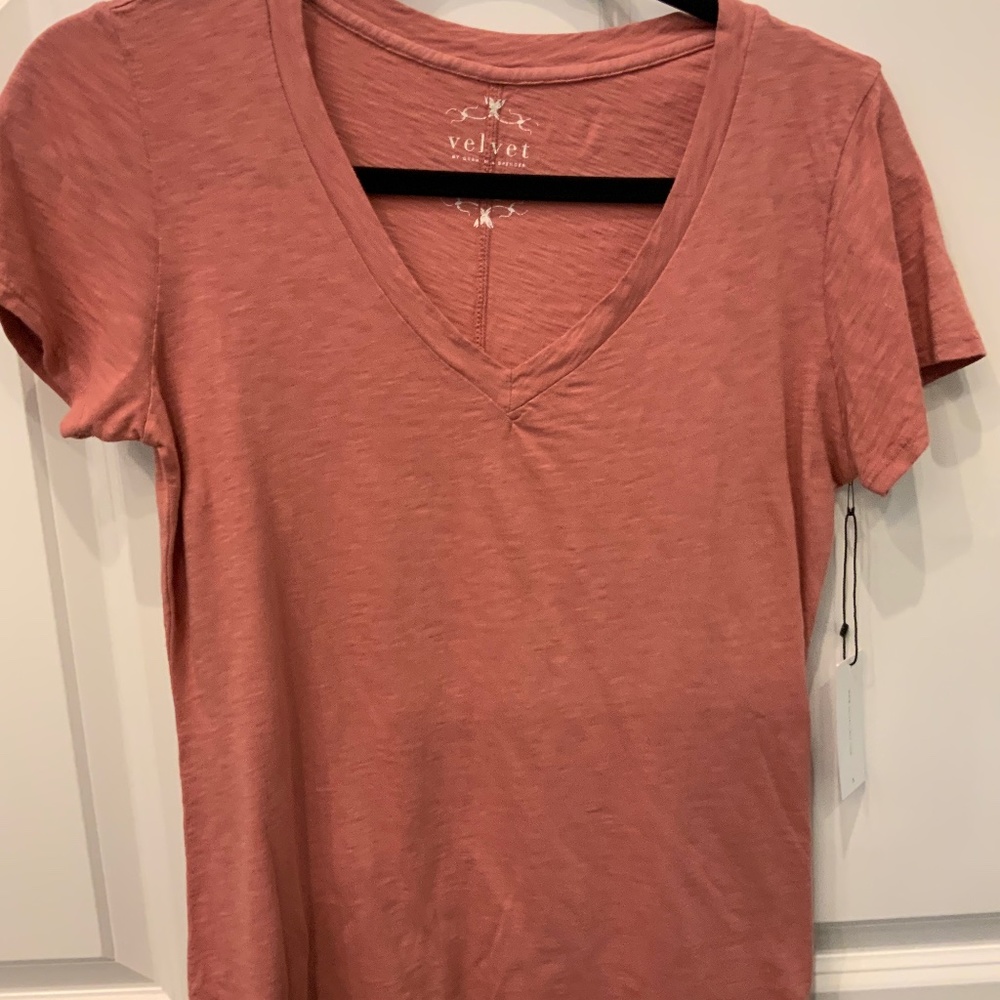 Velvet v-neck tee;  JILIAN ORIGINAL SLUB V-NECK TEE - NWT